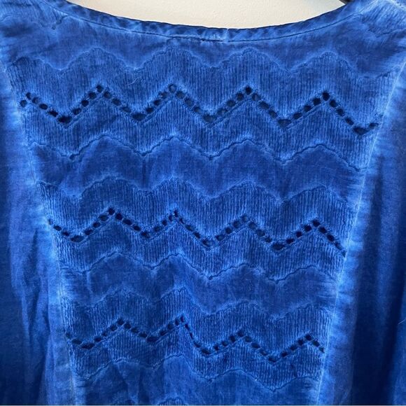 NWT Parsely & Sage Blue Tie dye Embroidery Lace Tunic Blouse - Picture 3 of 8